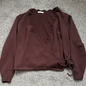 NWOT Neuflora Chocolate V-Neck Sweater